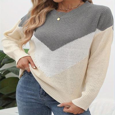 Осенне-зимний круглый вырез шерстяной пуловер вязаный свободный свитер