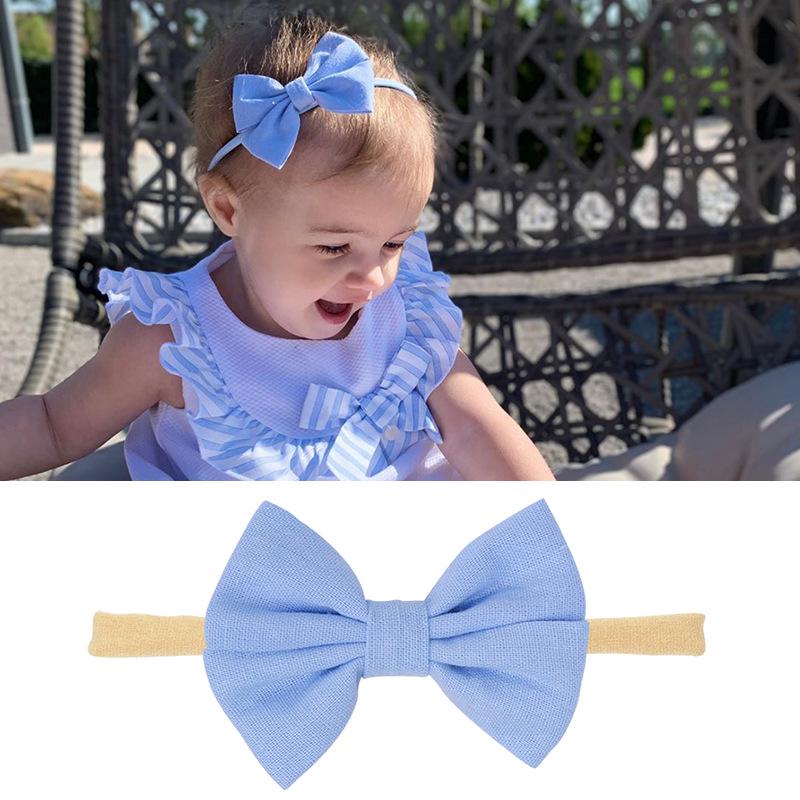 Комплект детских повязок на голову из нейлона и хлопка: Повязки на голову из льна и банта в подарочной коробке.