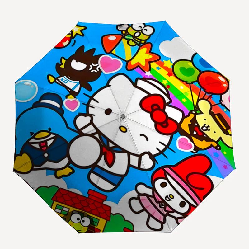 1pc Hello Kitty Friends Automatic Opening Folding Umbrella with 8-Bone Iron Frame - Portable Design for Outdoor Use, Perfect Gift for Fans, Travelers,