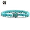 14 Models Green Turquoise Turtle Various Natural Stone Men's and Women's Elastic Bracelets