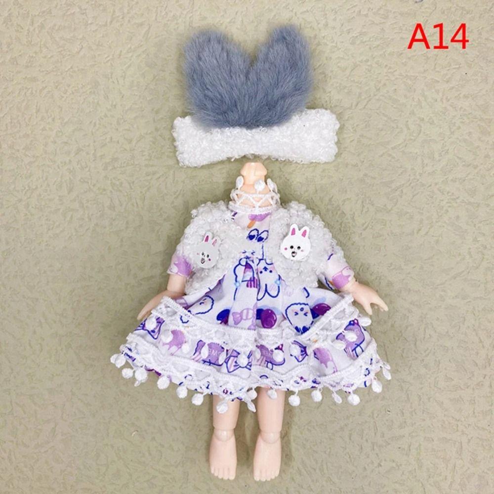 Sweet Skirt 16cm Doll Clothes Suit Plush Patch Cute Clothes Set Doll Accessory