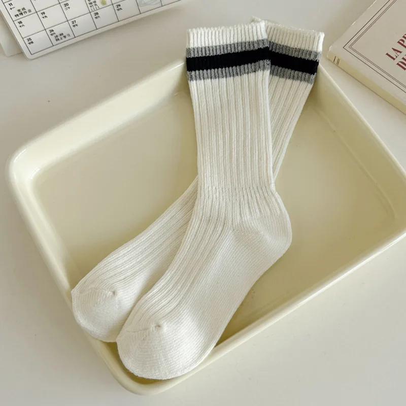 Новые носки женские осенние и зимние хлопковые трикотажные эластичные длинные носки японская мода полосатые носки в стиле Харадзюку ретро уличная одежда