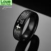 Letdiffery Stainless Steel Black Color Jesus Cross Ring Letter Bible Prayer Finger Rings For Men 8mm Amulet Jewelry