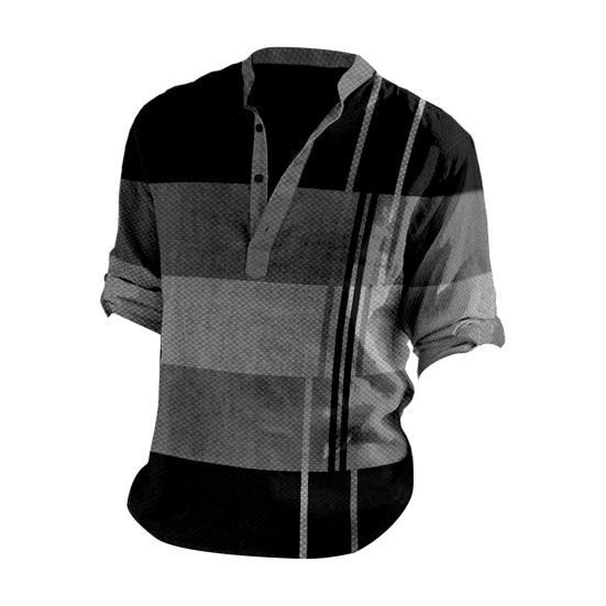 Мужская деловая рубашка с v-образным вырезом и пуговицами, пуловеры с длинными рукавами, лоскутные цветные повседневные рубашки, топы