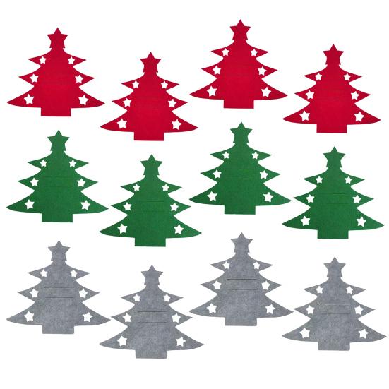 Рождественский чехол-подставка для столовых приборов в форме елки/сердца, кармашки-держатели для ножей, вилок, столовой посуды из фетра, чехлы для столовых приборов для новогодней вечеринки, украшение обеденного стола