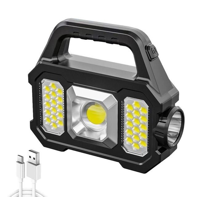 500LM USB Rechargeable Flashlight Waterproof 6 Gear COB/LED Torch Light Portable Powerful Lantern Solar Light for Camping Hiking