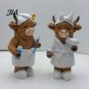 Funny Farmhouse Home Accessories Bathroom Highland Cow Figurine, in Bathrobe Statue, Cute Whimsical Decor Statue Resin Animal Ornament for Counter
