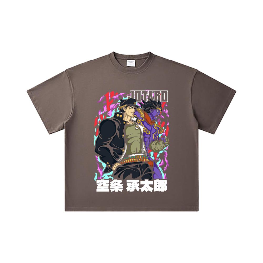 260 GSM Double Yarn 32 Count 100% Cotton Jojos Bizzare V2 Jotaro Print Unisex Heavy Cotton T Shirt… More