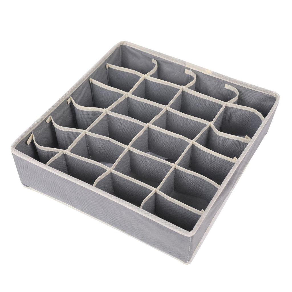 Foldable Underwear & Socks Storage Box with Dividers - Wardrobe Organizer for Bras and Panties.