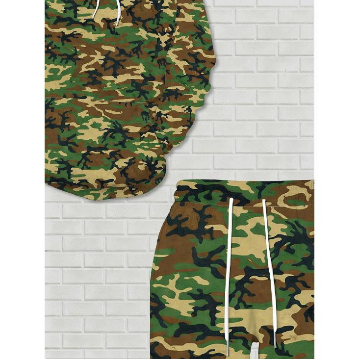 Fashion Casual Autumn Winter Men'S Set? Camouflage 3D Print Long Sleeve Hooded Sweatshirt And Pants? Two Piece Set? Military & Outdoor Style?
