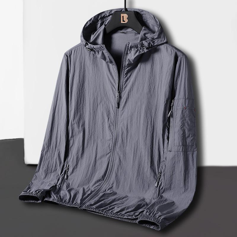 Men's Summer Light Breathable Jacket Large Size Casual Sun Protection Softshell Jacket Casual Hooded Jacket