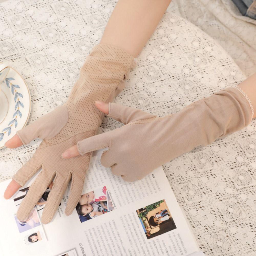 Thin Sun Protection Riding Gloves Lengthen Summer Driving Mittens Women Sunscreen Gloves Ladies