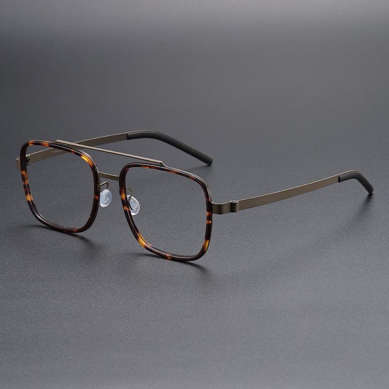 BCLEAR Винтажные очки для коррекции зрения с двойным мостиком из ацетата и титана для мужчин Оправа Очки для коррекции зрения при близорукости Удобная сверхлегкая оправа