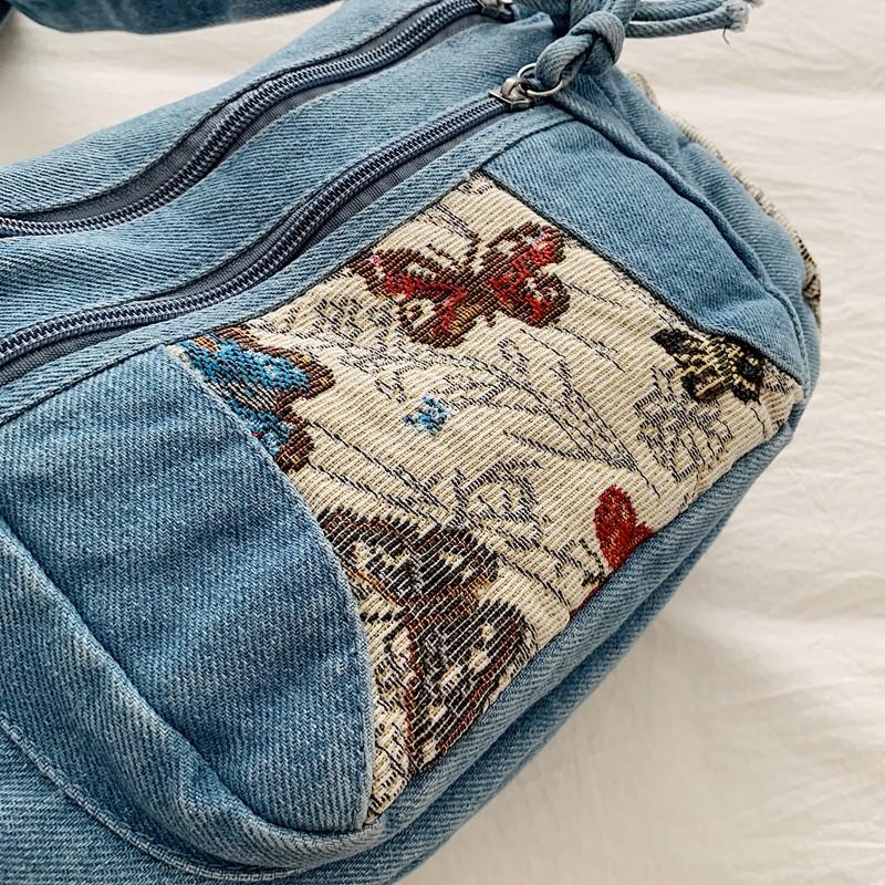 Джинсовая сумка Многосекционная сумка через плечо Женская сумка на плечо