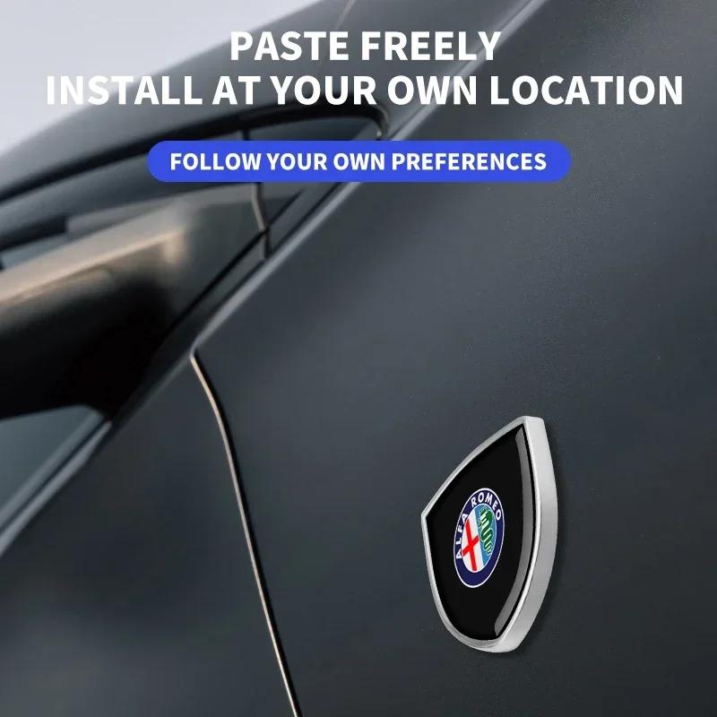 1/2pcs Car Styling 3D Metal Emblem Body Window Sticker Decal For Alfa Romeo Giulietta GT 159 147 156 Brera Giulia Stelvio
