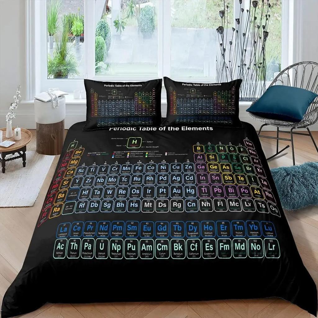 Periodic Table Of Elements Duvet Cover Twin Queen Science Theme Bedding Set For Chemistry Lovers Teens Kids Back To School Gifts