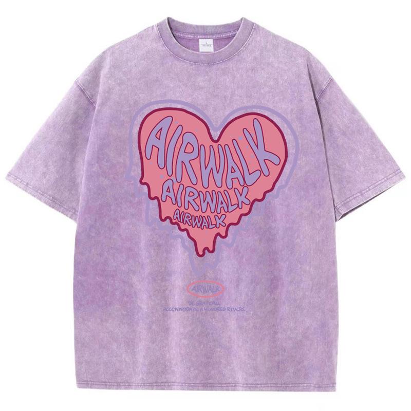 Womans Cotton Washed T-Shirts Trend Distressed Loose Tees Th