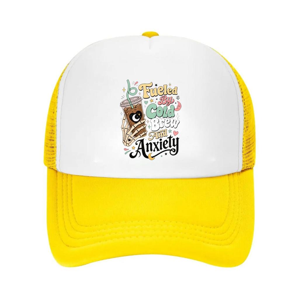 Pastel Spooky Coffee Mood Lettering Mesh Baseball Cap Casual Hat Outdoor For Womens Unisex FeUnisex