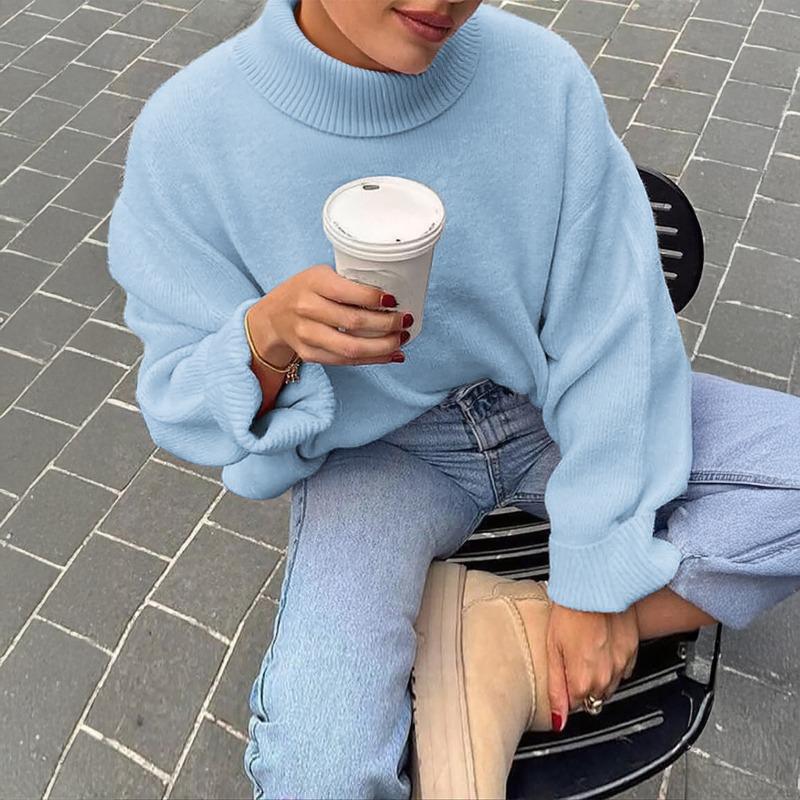Women's Casual Solid Color Long-sleeved Sweater 2025 Autumn and Winter
