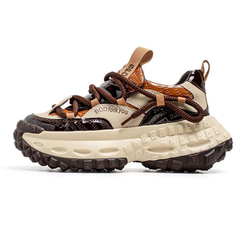 New Dad Shoes Platform-soled Heightening Men's Shoes Spring and Autumn Men's Contrasting Color Leather Surface Youth Low-top Casual Sports Shoes