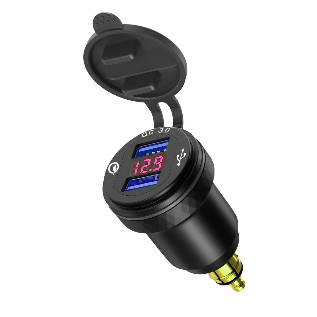 Мотоциклетный алюминиевый DIN Hella Plug Dual USB адаптер для быстрой зарядки светодиодный дисплей для BMW R1250GS G650GS F800 GS GT R1200GS K1200LT