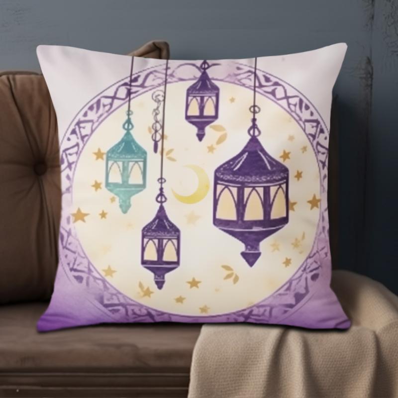1PC Double Sides Printed Ramadan Themed Throw Pillow Covers (17.7"*17.7") Traditional Home Decor Room Bed Sofa Chair Cushion Covers No Pillow Core