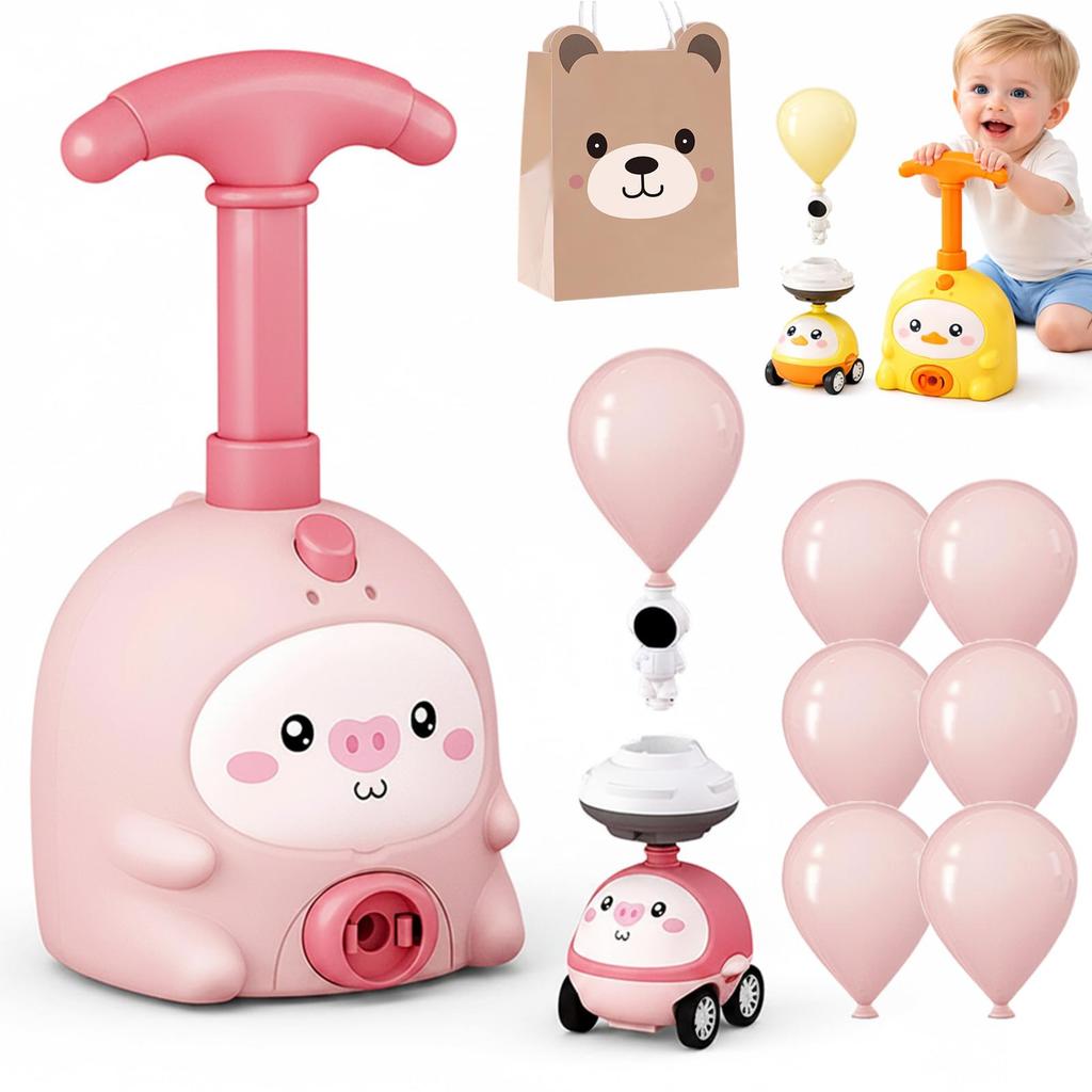 2026 New Children's Balloon Car, Animal Balloon Launcher Toy Set, Balloon Car Toy Pump Set with 2 Cars, 2-in-1 Races on Ground & Flies in Air, Stem