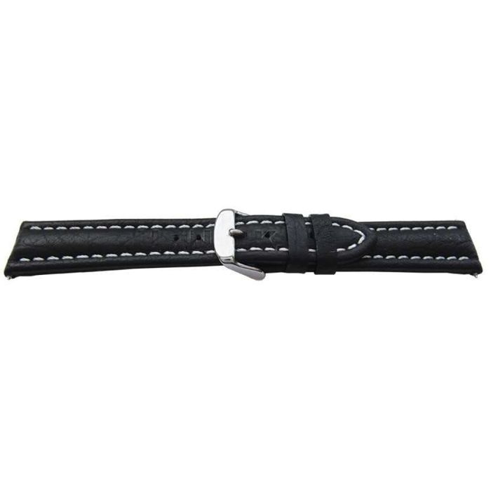 Bracelet montre - MY-MONTRE - cuir de veau italien 20/18mm - couture blanche - rembourrage 5,1mm - boucle acier
