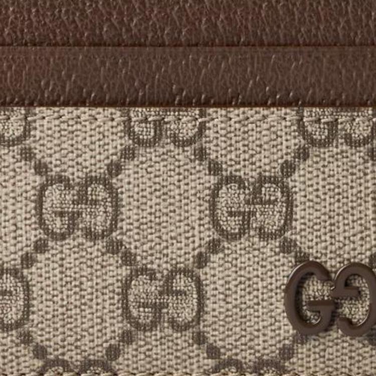 Gucci Керамический эффект Деталь GG Холст и Кожа Держатель для карт Мужской Держатель для карт Бежевый Темное дерево 768248-FACQC-9773