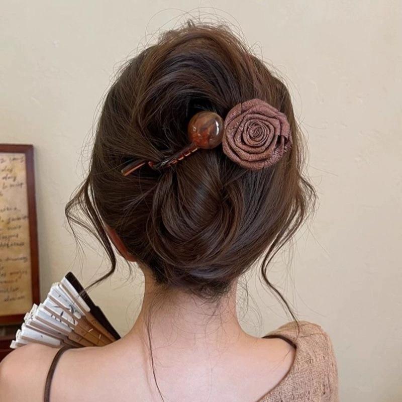 Винтажные шпильки для волос в форме буквы S с плюшевым шариком цвета сушеной розы для женщин, заколки для волос для пучка, модные заколки-крабы, заколки-бабочки, аксессуары для волос