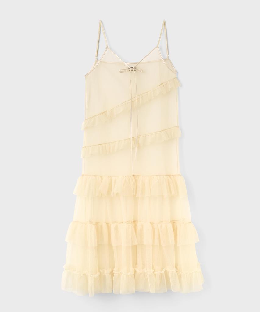 DEWEDEWE Balletcore Mesh Dress_Beige