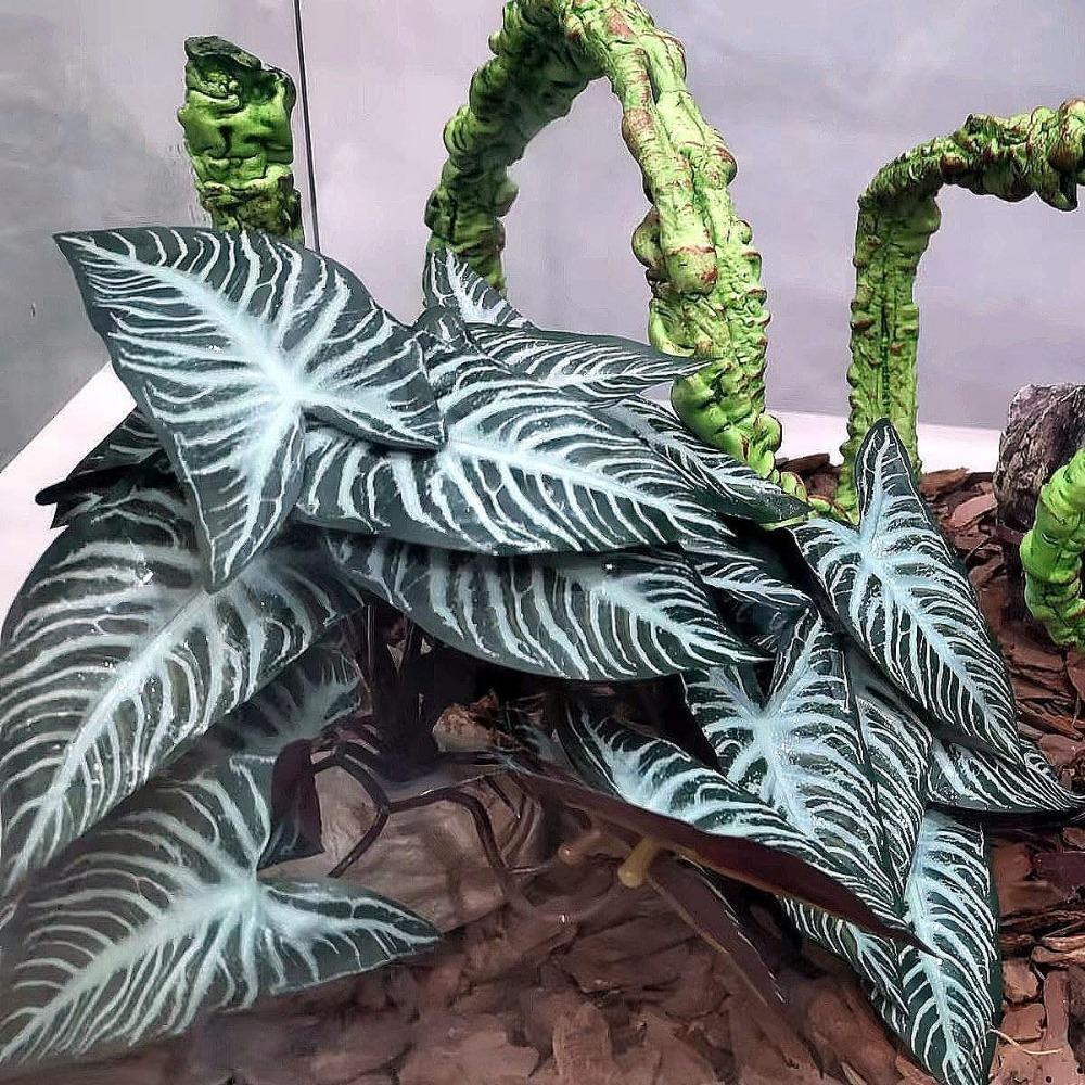 Green Artificial Water Plants 25CM Tall Reptile Climbing Plant Leaves Habitat Decor  Fish Tank