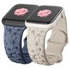 Watchband Floral Engraved Strap For Apple Watch Band 40mm 44mm 41mm 49mm 45mm 38mm 42mm Silicone Bracelet Iwatch Series 9 7 Se 6 8 Ultra 2