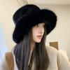 Mink Fur Fluffy Hat Ladies Big Head Circumference Woolen Hats Winter Faux Fur Warm Caps Women