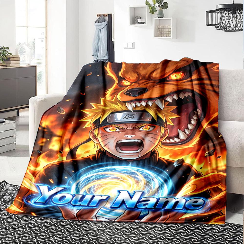 1pc Personalized Name Naruto Blanket, Gift, for Men and Women, Soft Blanket, Good for Sofa Bed Couch Travel, Lightweight Flannel Blanket