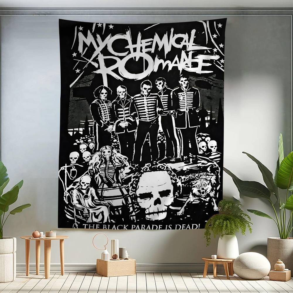 Популярная рок-группа My Chemical Romance Аниме Гобелен Хиппи Цветочные Настенные Ковры Декор Комнаты В Общежитии Настенное Украшение Домашний Декор