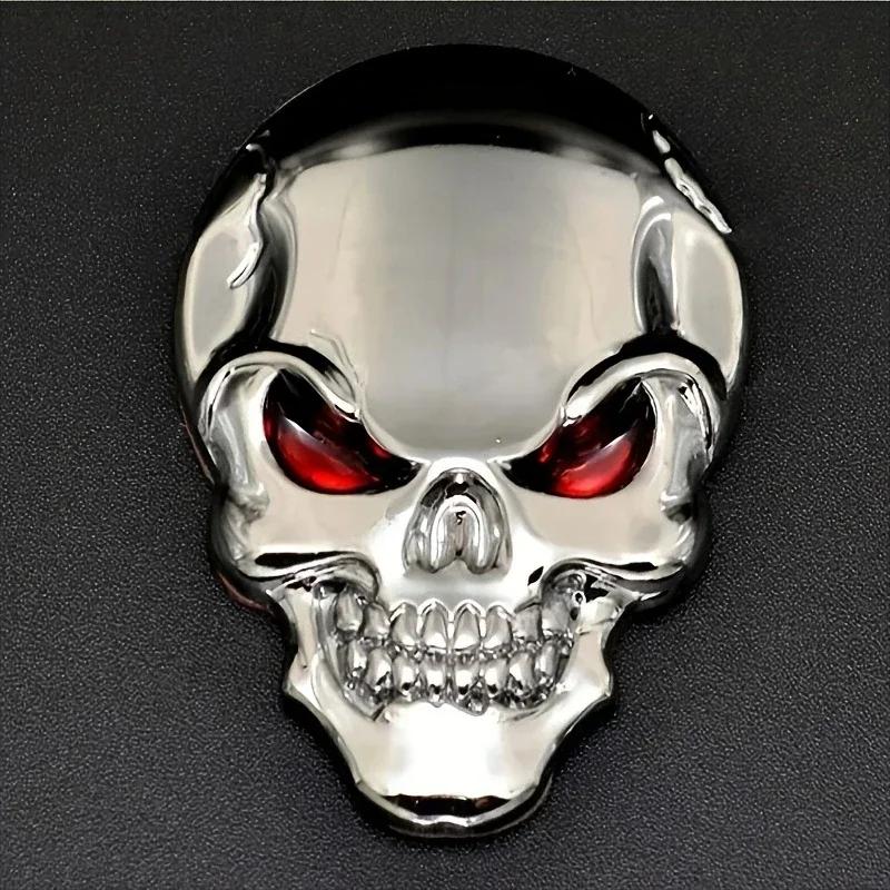 2PCS 3D Skull Car Emblem - Pirate Skeleton Metal Badge, Buccaneer Head Decal for Auto Body/Rear Trunk, Waterproof Sticker