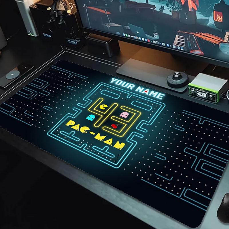 Pac-Man Custom Name Large Size Mouse Pad Large Gaming Table Cushion Non-slip Laptop Tablet Big Mousepad XXL Mat Mini PC Playmat With Lock edge