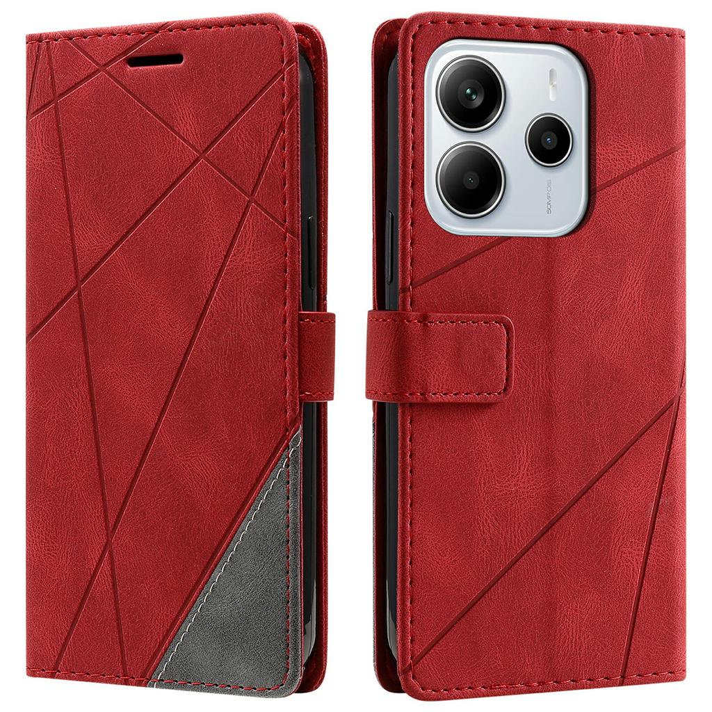 Для Xiaomi Redmi Note 14 4G (163,25 мм) Чехол с тиснеными линиями, кошелек из искусственной кожи внахлест, чехол для телефона