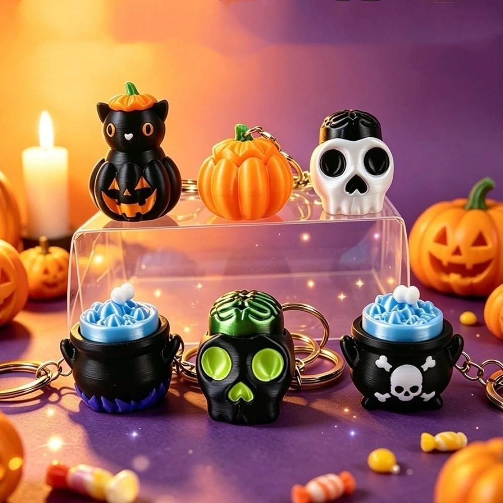 Witch Pot Skull Fidget Keychain Clicker 3D Printed Fidget Clicker Pendant Charm Holiday Style
