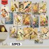 32pcs, Vintage Flower and Bird Postcards, Wall Stickers, Mailing Cards, Greeting Cards, DIY Postcards, Souvenir Postcards, Decor