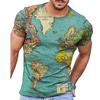 Map Vintage Mens 3D Shirt For TravelYellow Summer Men'S Tee Graphic Prints Round Neck 3D Daily Holiday Short Sleeve Clothing