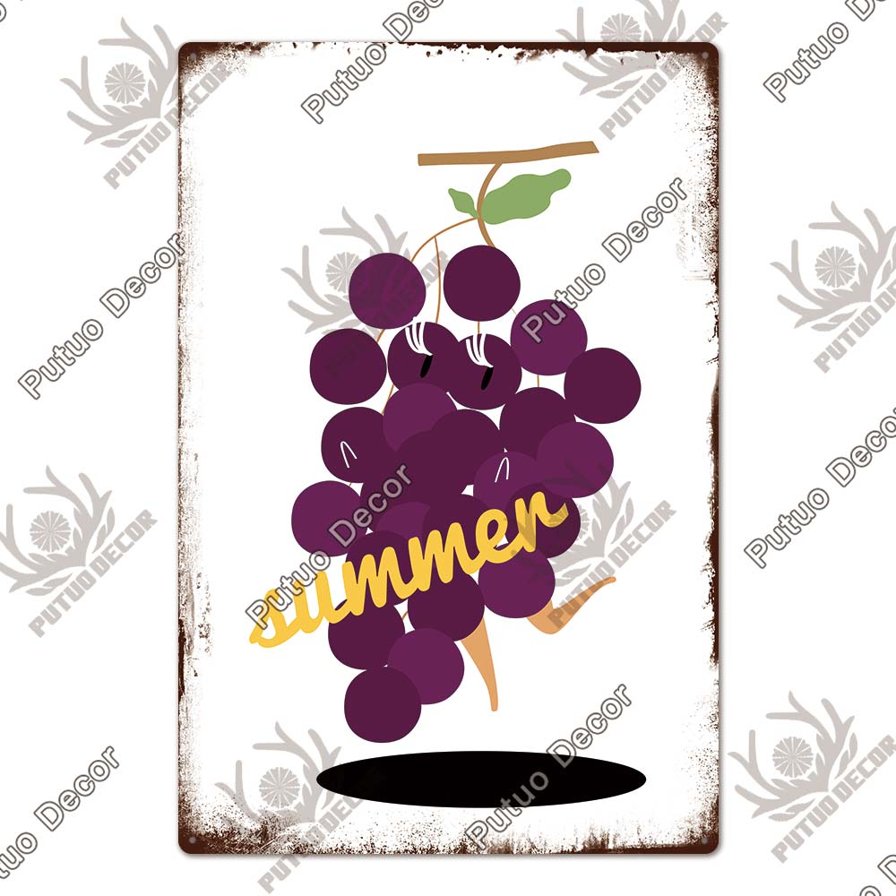 Putuo Decor Фрукты Винтажная Жестяная Табличка Металлическая Пластина Ретро Настенное Искусство Декор Гостиная Ферма Сад Кухня Железная Роспись