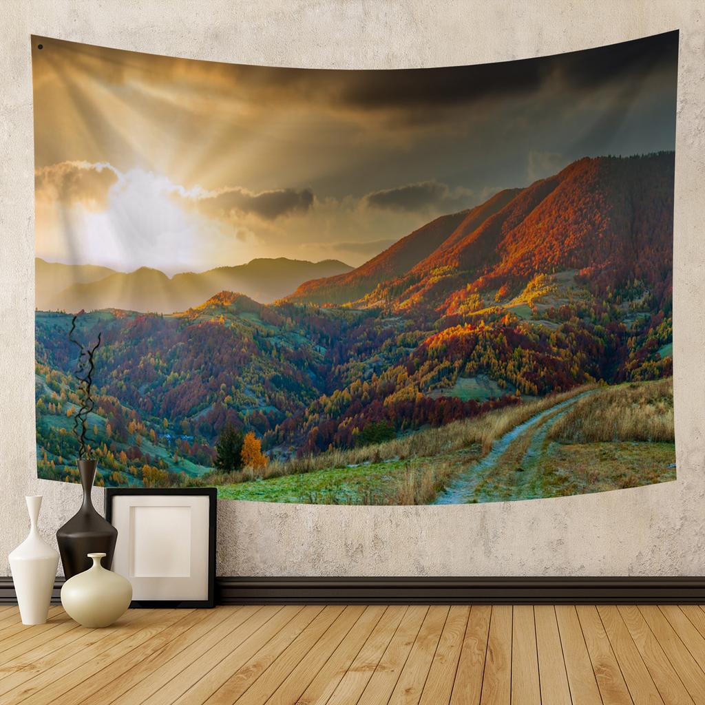 Autumn Forest Tapestry Wall Hanging Natural Fallen Leaves Landscape Hippie Tapestry Colorful Living Room Hanging Wall Tapestry