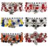 Basketball Football Game Day Bracelets for Women Stackable Heishi Beaded Stretch Bracelet