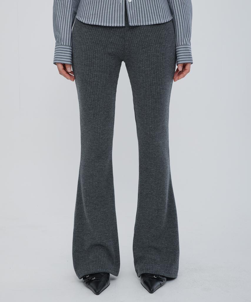 CHICKS Ribbed Bootcut Pants Charcoal