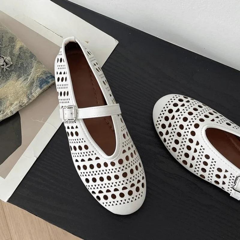 Модные мягкие женские балетки с вырезом, летние и осенние, туфли Мэри Джейн для ходьбы, повседневные туфли с круглым носком для девочек