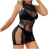 Женская рыболовная сеть, сексуальное женское белье Babydoll, пижама со стразами и шипами, облегающее платье с вырезами