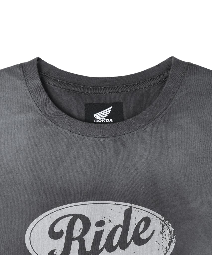 PHYPS MOTORCYCLE Womens Vintage Ride Washed Crop Tee Charcoal