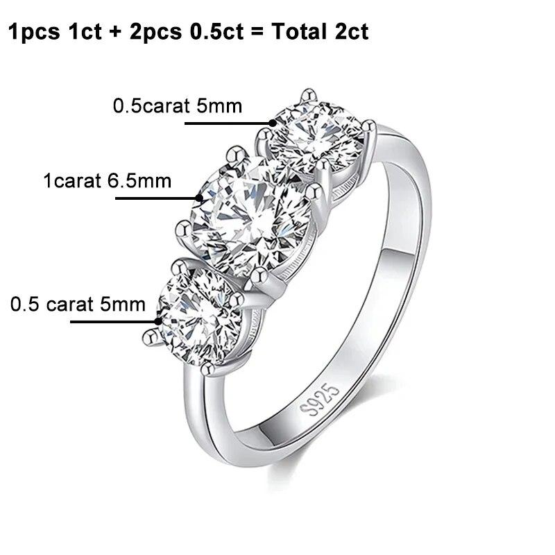 Обручальное кольцо с муассанитом 4 карата для женщин, 3 камня, стерлинговое серебро S925, позолоченное обручальное кольцо 18 карат, кольца с бриллиантами Promise